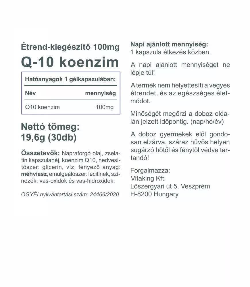 Vitaking CoQ10 Coenzyme 100 mg (30 Softgels)
