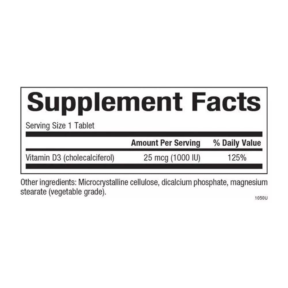 Natural Factors Vitamin D3 25 mcg (1,000 IU) (90 Tablets)