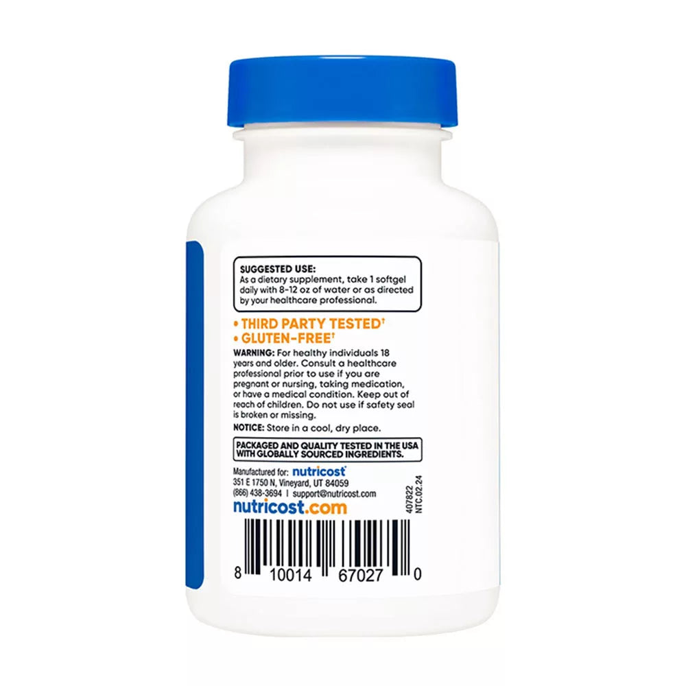Nutricost Biotin with Coconut Oil Softgels 5000 mcg (150 Softgels)