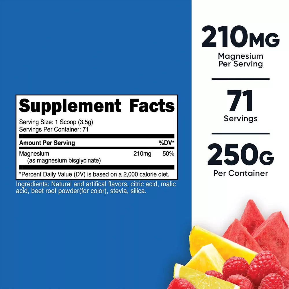 Nutricost Magnesium 30% Glycinate Powder (250 g, Fruit Punch)