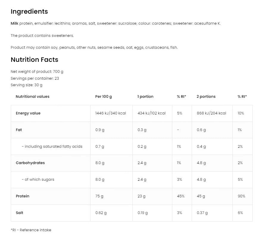 OstroVit Micellar Casein (700 g, Vanilla)