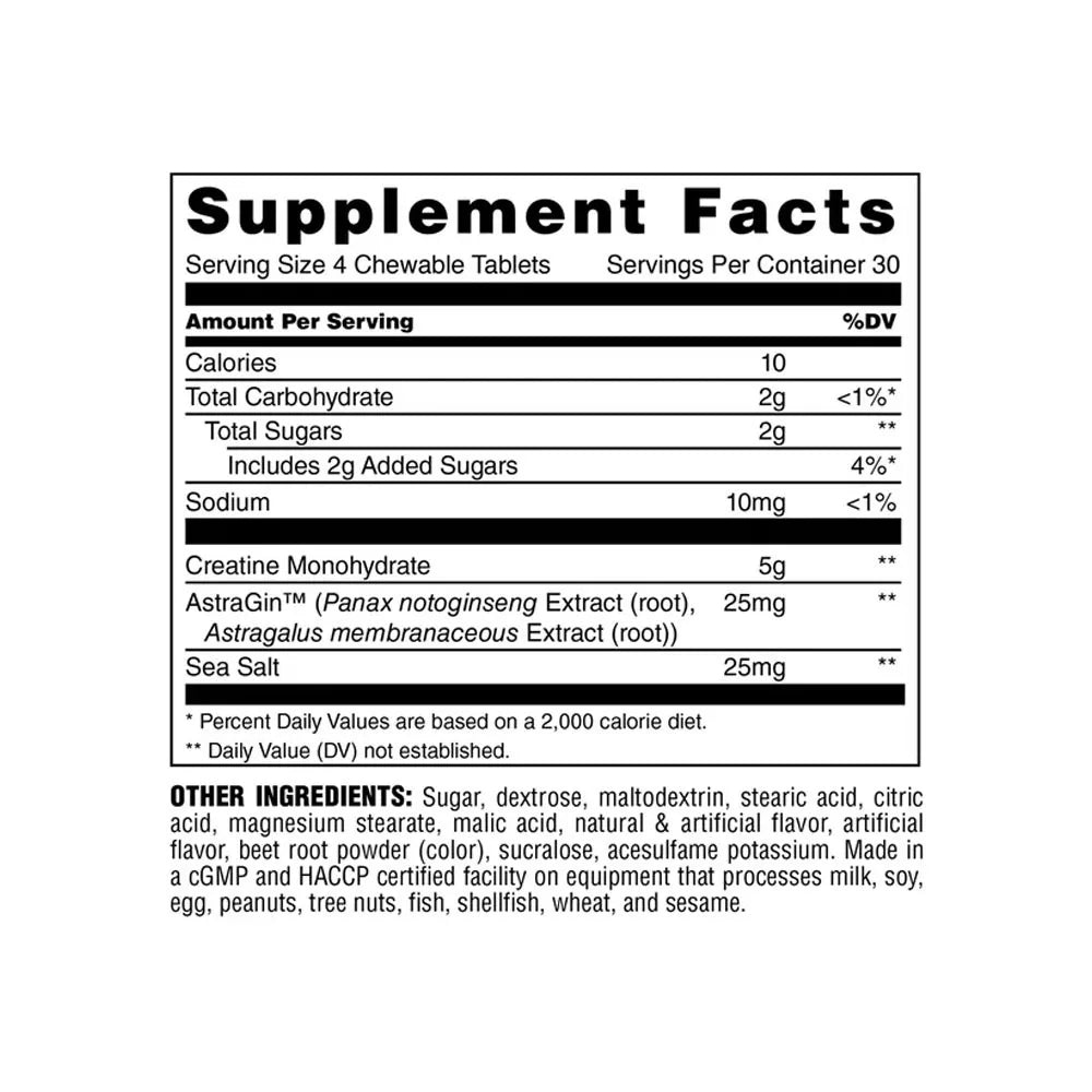 Universal Nutrition Creatine Chew Tabs Sample (4 chewable tablets, Fruit Punch)